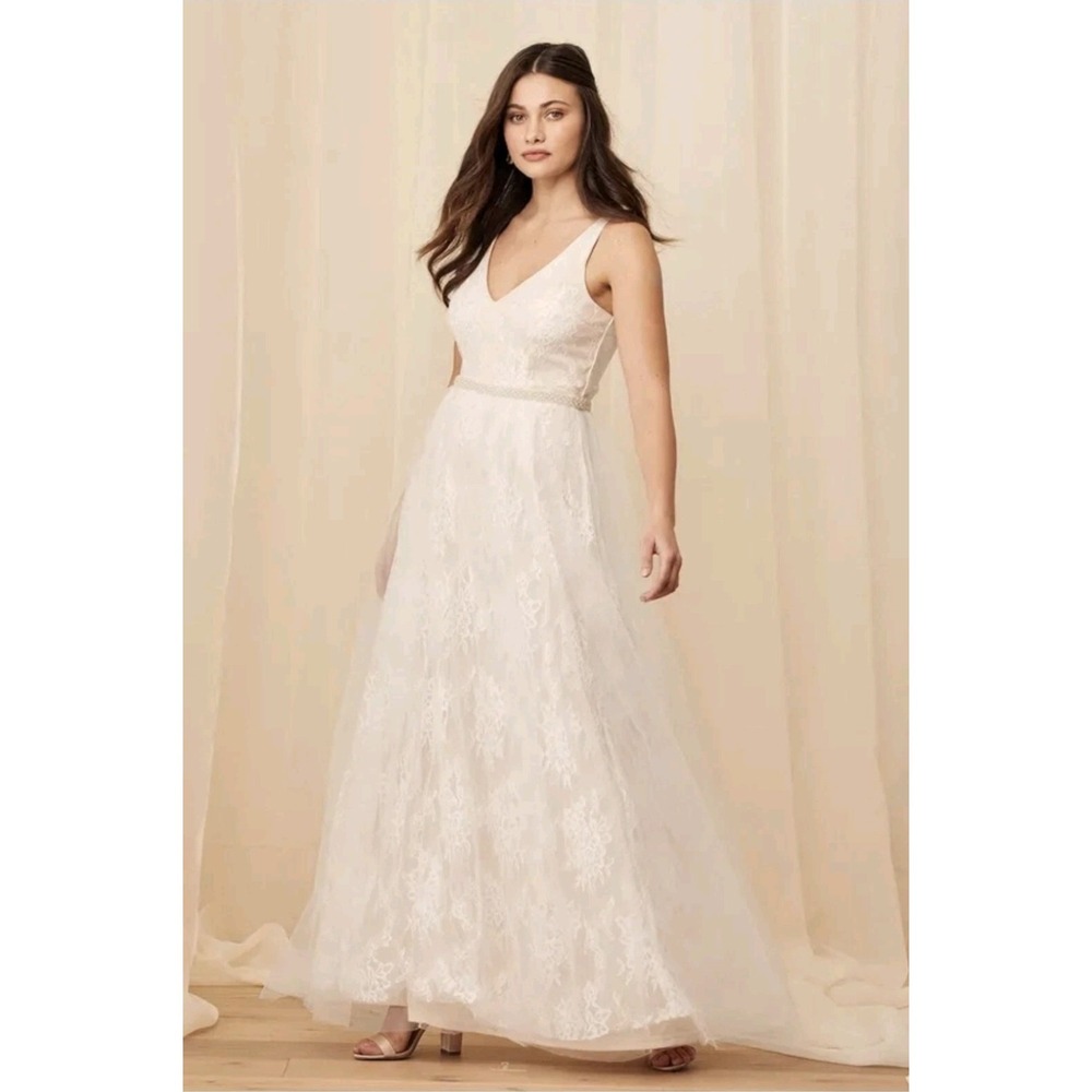 Lulus Sweet Love Ivory Lace Beaded Maxi Wedding Dress Bridal Gown Size S NWT